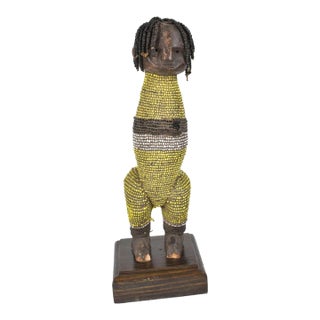 Early 20th Century Nyamwezi Beaded Doll on Custom Base Tanzania For Sale