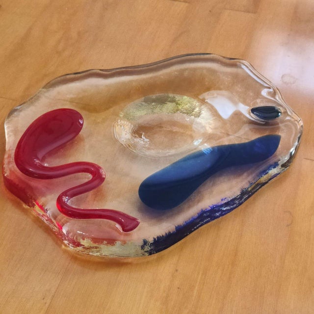Memphis Group 1980s Luigi Serafini for Memphis Extra Signed Murano Glass Ashtray and Catchall For Sale - Image 4 of 13
