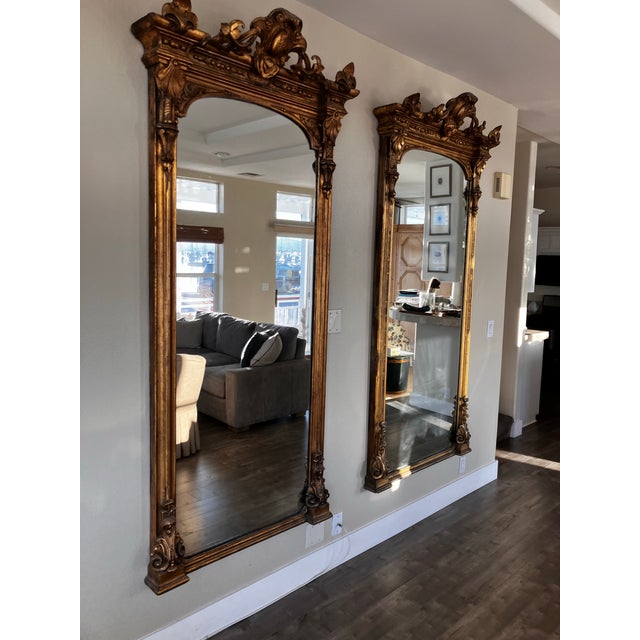 American Pair of 8 Foot Tall Turn of the Last Century Tiffany Mirrors. For Sale - Image 3 of 8