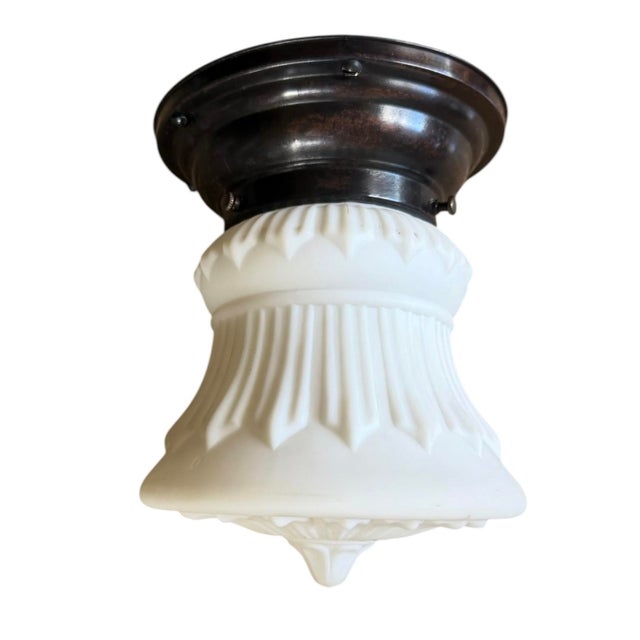 Early 20th Century Antique Ceiling Light Fixture With Cast Acanthus Motif For Sale - Image 5 of 6