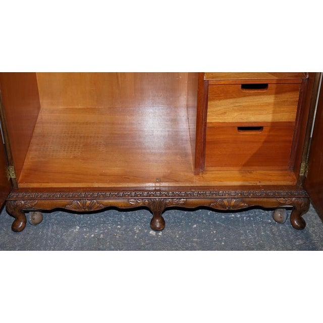English Victorian Queen Anne Art Deco Burr Walnut 2-Door Wardrobe For Sale - Image 10 of 18