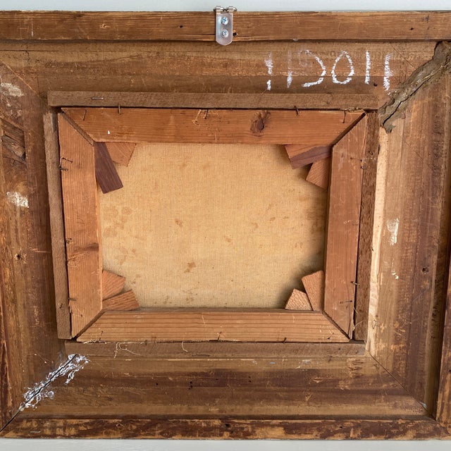 19th Century Scenic Oil on Canvas in Ornate Distressed Gold Gilt Frame - Signed For Sale - Image 12 of 12