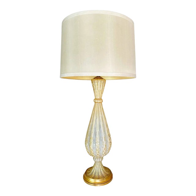 1950s Mid Century Modern Barovier & Toso Murano Coronado d'Oro Glass Table Lamp For Sale