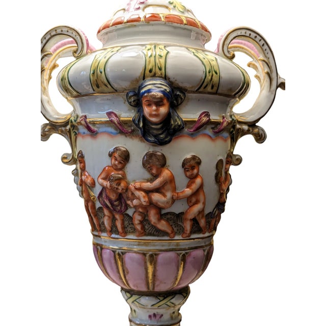 Vintage Capodimonte Putti Cherubs Porcelain Lamp For Sale In Reno/Lake Tahoe - Image 6 of 7