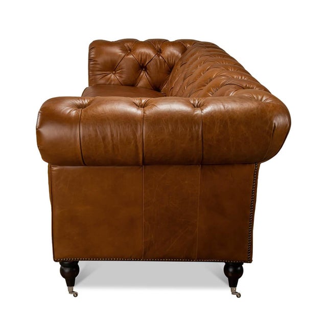 Vintage Style Classic Chesterfield Sofa - Cuban Cigar For Sale - Image 4 of 6
