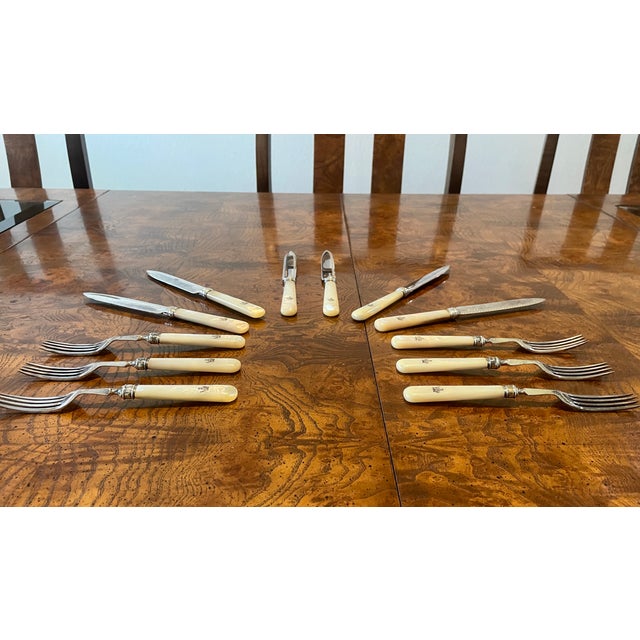 Victorian Silver Plated Mother of Pearl Flatware Set- 6 Place Setting For Sale - Image 3 of 12