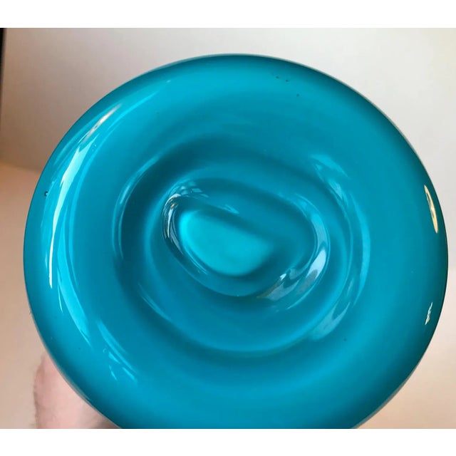 Baby Blue Glass Vase with Folded Collar by Michael Bang for Holmegaard, 1970s For Sale - Image 6 of 7