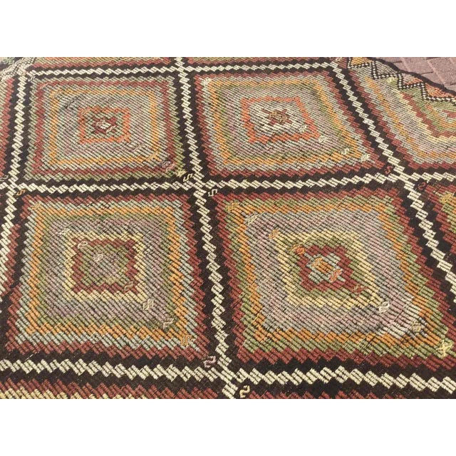 Textile Vintage Rustic Turkish Kilim Rug - 80" X 104" For Sale - Image 7 of 11