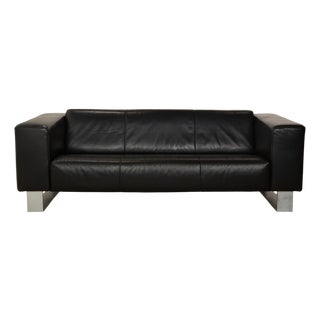 BMP 622 3-Seater Sofa in Black Leather from Rolf Benz For Sale