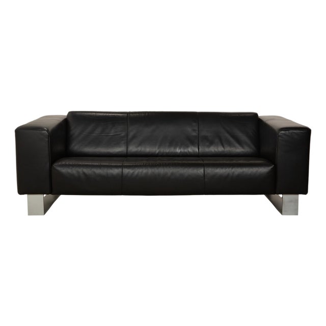 BMP 622 3-Seater Sofa in Black Leather from Rolf Benz For Sale