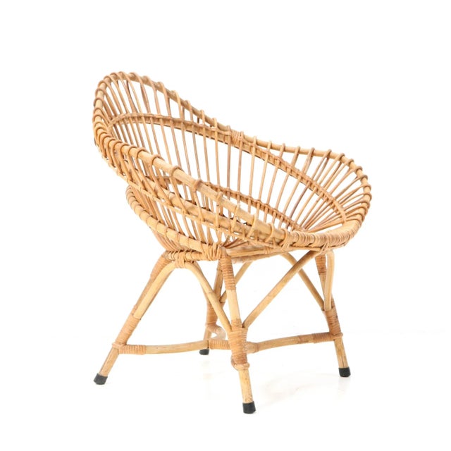 Wood Mid-Century Italian Modern Rattan Armchair, 1960s For Sale - Image 7 of 9