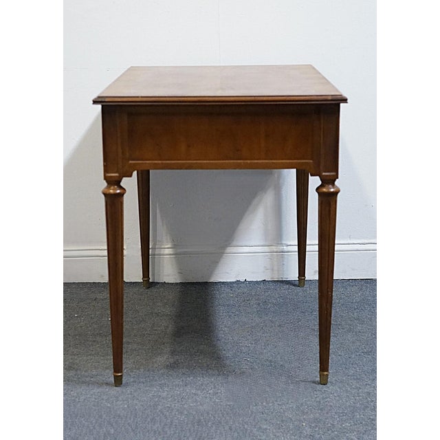 Henredon Furniture Banded Bookmatched Walnut Italian Provincial Style 40" Writing Desk For Sale - Image 10 of 12