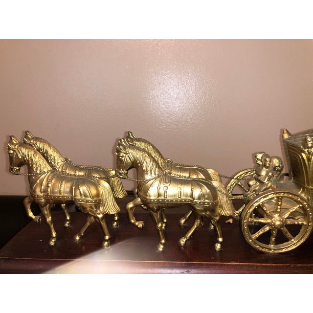 1950s Mid-Century United Metal Goods Model 640 Four-Horse Carriage Mantel Clock For Sale - Image 5 of 11