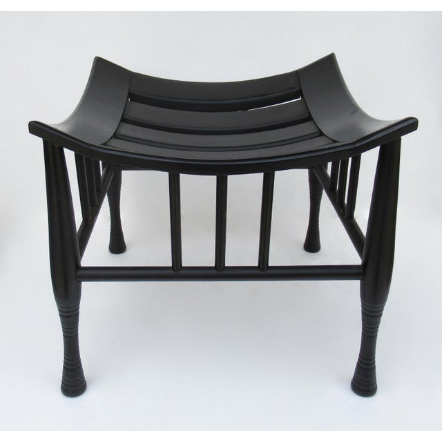 Liberty & Co. Early C.1920's Liberty & Co. Attr. Anglo-English Egyptian-Revival Thebes Stool Original Ebony Finish For Sale - Image 4 of 18