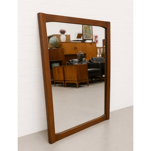 Mid Century Modern Walnut Mirror, 1960s — Scandinavian Design, For Sale In New York - Image 6 of 10