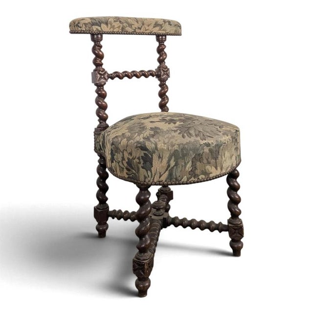 Beige Napoleon III Smoking Chair in Twisted Blackened Wood with Foliage Tapestry For Sale - Image 8 of 8