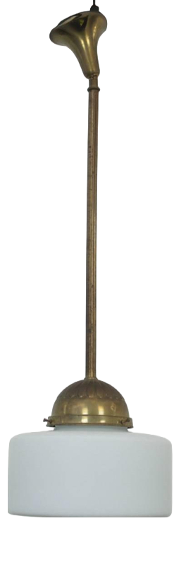 Vintage Glass and Brass Pendant Lamp