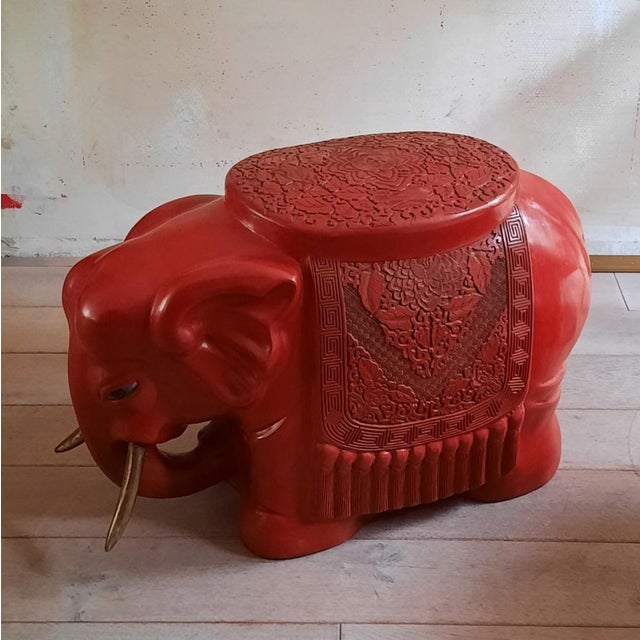 Chinese Lacquered Elephant, 1970s For Sale - Image 3 of 9