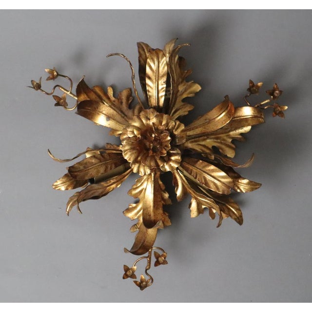 Golden Floral Ceiling Lamp by Hans Kögel, 1980s For Sale - Image 10 of 10