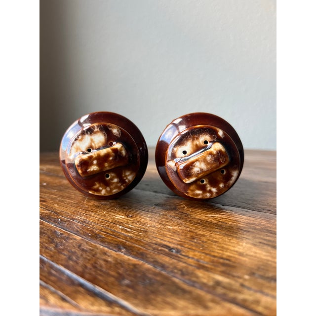 Brown McCoy Pottery Brown Glazed Milk Can Design Salt and Pepper Shakes- a Pair For Sale - Image 8 of 8