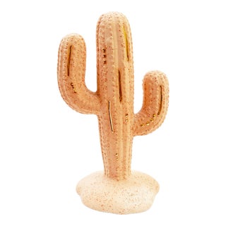 Vintage Russells Original's Pink & 22 Kt Gold Cactus Sculpture For Sale