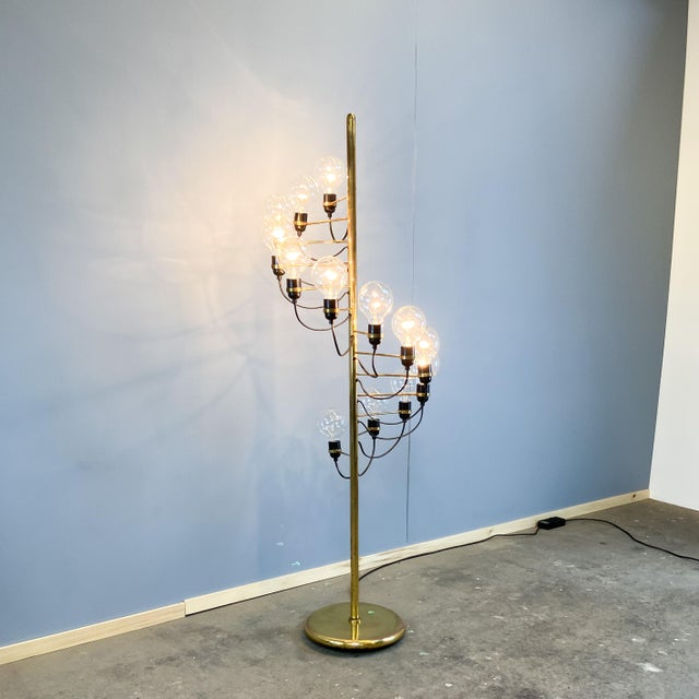 1970s Space Age Brass Cascade Floor Lamp from Star-Leuchten, 1970s For Sale - Image 5 of 12