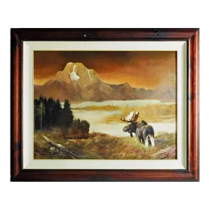 Dave Merrill Mountain Monarch" Original Oil Hand Signed Elk