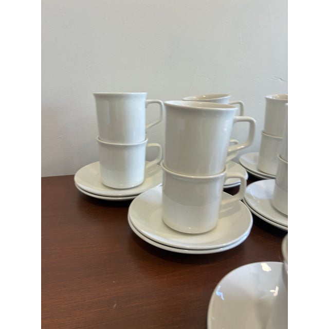 Mid 20th Century Vintage Johnson Brothers Tivoli White Cups & Saucers — Set of 28 For Sale - Image 5 of 11