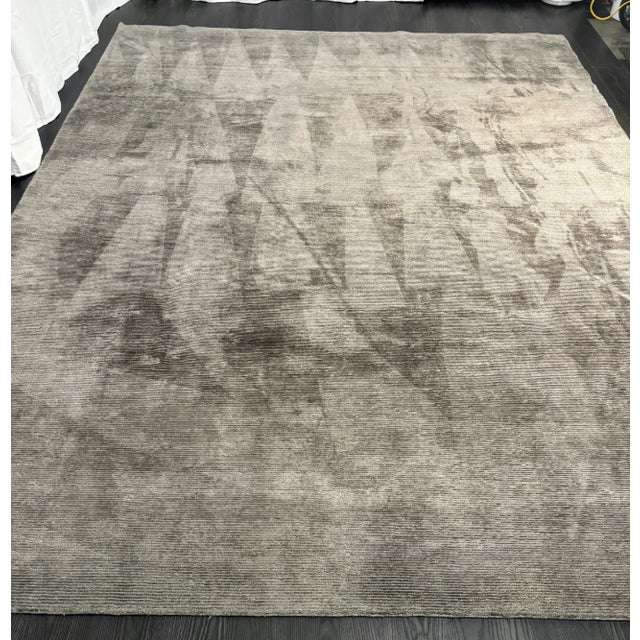 Restoration Hardware Rowe Rug – 9’ X 12’ Graphite | Hand-Knotted Wool & Viscose For Sale In Columbus - Image 6 of 18