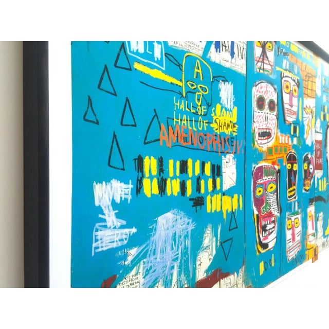 1990s Jean Michel Basquiat Estate 1999 Collector's Lithograph Print Large Framed Tony Shafrazi Gallery Poster " Mitchell Crew " 1983 For Sale - Image 5 of 13