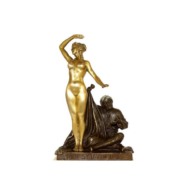 Art Nouveau Allegorical Female Nude, Early 20th Century, Gilt Bronze Sculpture For Sale - Image 3 of 10