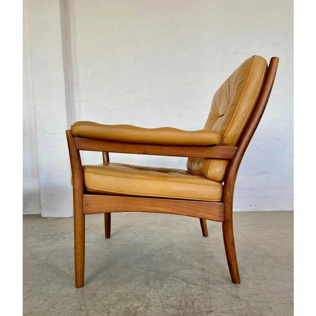 Vintage Swedish Tan Leather and Wood Lounge Chair by Göte Möbler, 1970s For Sale - Image 9 of 18