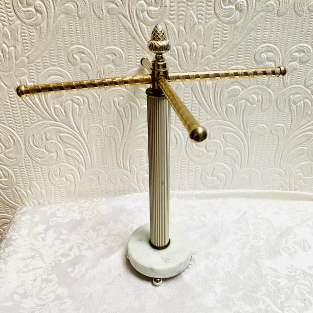 Metal 1960s Mid Century Hollywood Regency Necklace Stand on Marble Base For Sale - Image 7 of 9