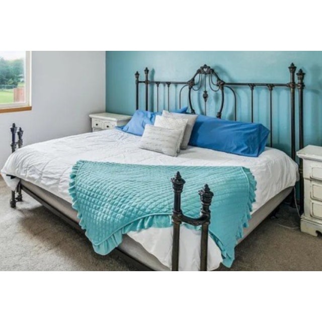 Beautiful vintage Elliott’s Designs Inc. California King iron bed, manufactured in Rancho Dominguez, California. Heavy,...