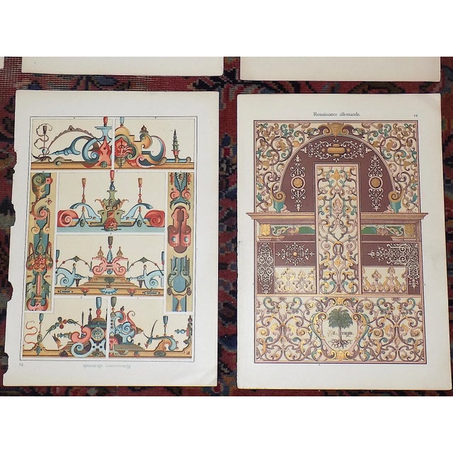 Printmaking Materials Antique 19th Century Folio Size Ornamental Design Lithographs - Matallic Inks - Set of 9 For Sale - Image 7 of 9
