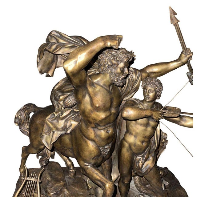 A finely cast bronze sculpture depicting The Education of Achilles by the Centaur Chiron, after the celebrated model by...