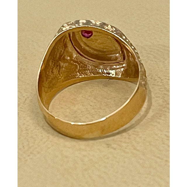 2020s Gold and Ruby 14 Karat Yellow Gold Ring Vintage Unisex, Size 9.5 For Sale - Image 5 of 8