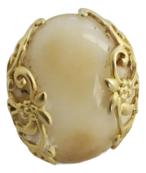 Vintage 1970s Neo-Victorian Art Nouveau Angel Cocktail Ring, Size 9