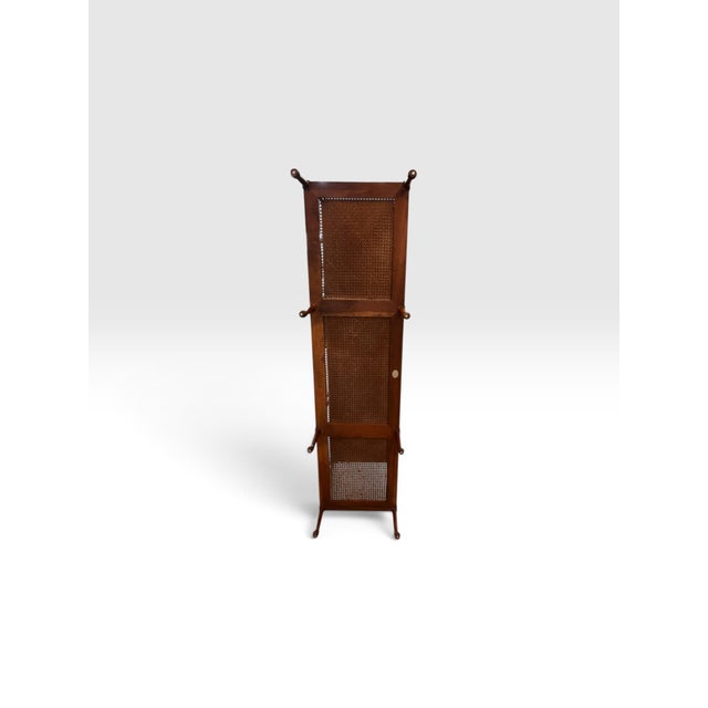 Copper Vintage Baker Furniture Faux Bamboo Walnut & Cane Console / Sofa Table, Circa 1960s For Sale - Image 8 of 11