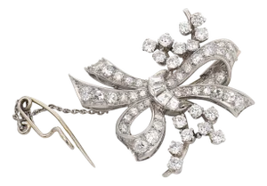 Mid Century 3.00 Carat Diamond Platinum Brooch