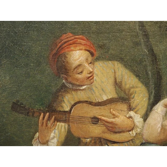 18th Century French Genre Scene Overdoor Painting, Circa 1770 For Sale - Image 9 of 13