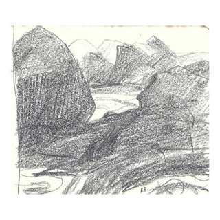 1970s Robert Angeloch Rock Coast Drawing For Sale