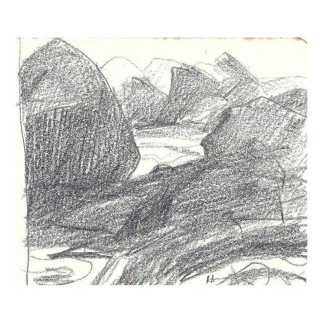 1970s Robert Angeloch Rock Coast Drawing For Sale