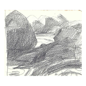 1970s Robert Angeloch Rock Coast Drawing