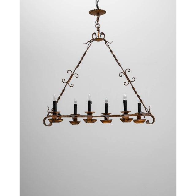 Gothic 20th Century French Gothic Revival Metal Torch Chandelier For Sale - Image 3 of 18
