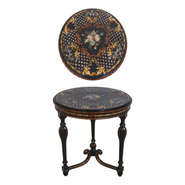 Maitland Smith Round Paint Decorated Chinoiserie Table For Sale