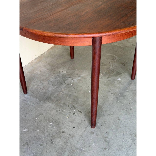 Brown Vintage Danish Teak Round Dining Table – Mid Century Modern Scandinavian Table 1960s For Sale - Image 8 of 8