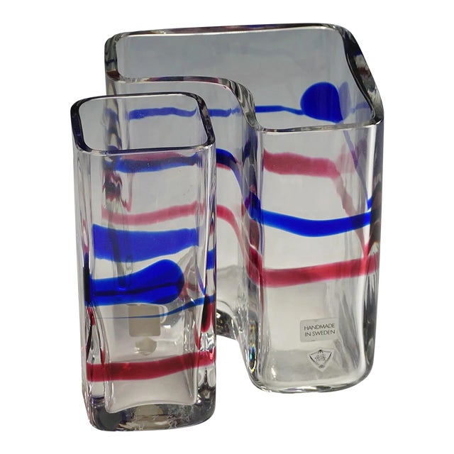 Art Glass Vases by Erick Hoeglund for Vrigstad Glassworks Ca. 1980s For Sale