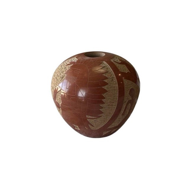 Mid 20th Century Vintage Native American Sgraffito Pottery Etched Polished Finishes Tom Tapia For Sale - Image 5 of 8