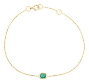 Vr Jewels 1930s Inspired Emerald Gemstone Bracelet in 14k Solid Gold